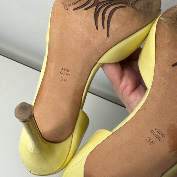Jean-Michel Cazabat Yellow Olina Open-Toe D'Orsay Leather Stiletto Heel 38 7.5 - Picture 10 of 10